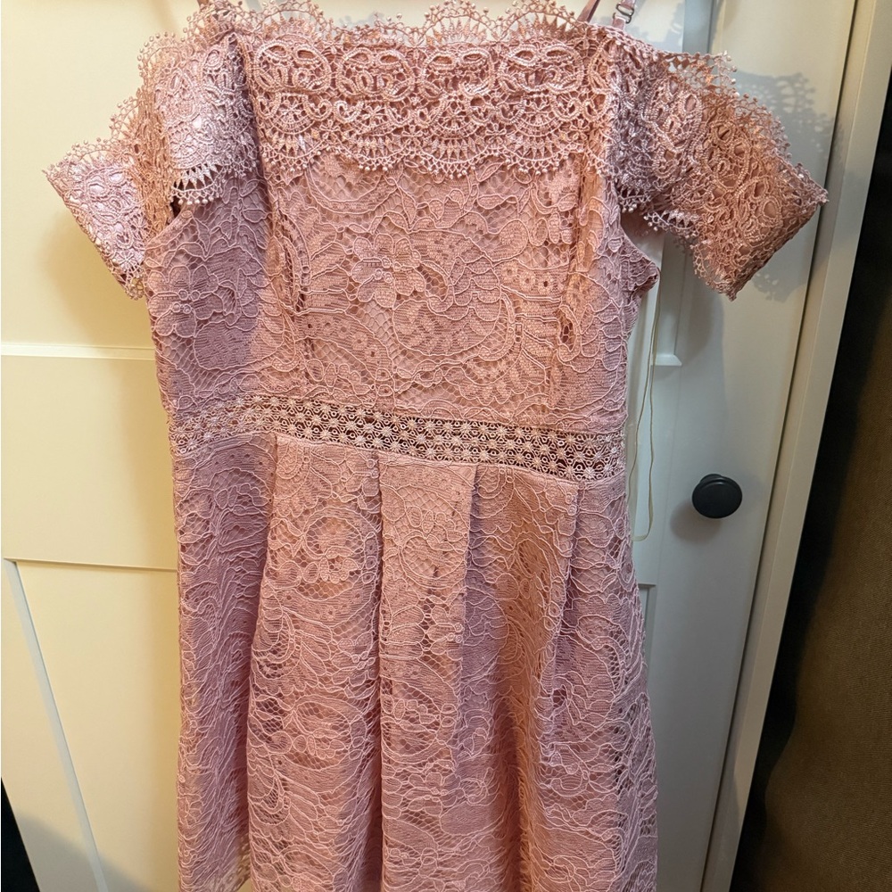 Francesca's Collections Pink Cold Shoulder Sundress